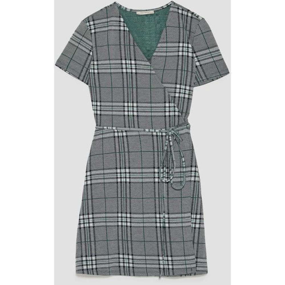 Zara plaid wrap dress, never worn, with tags!